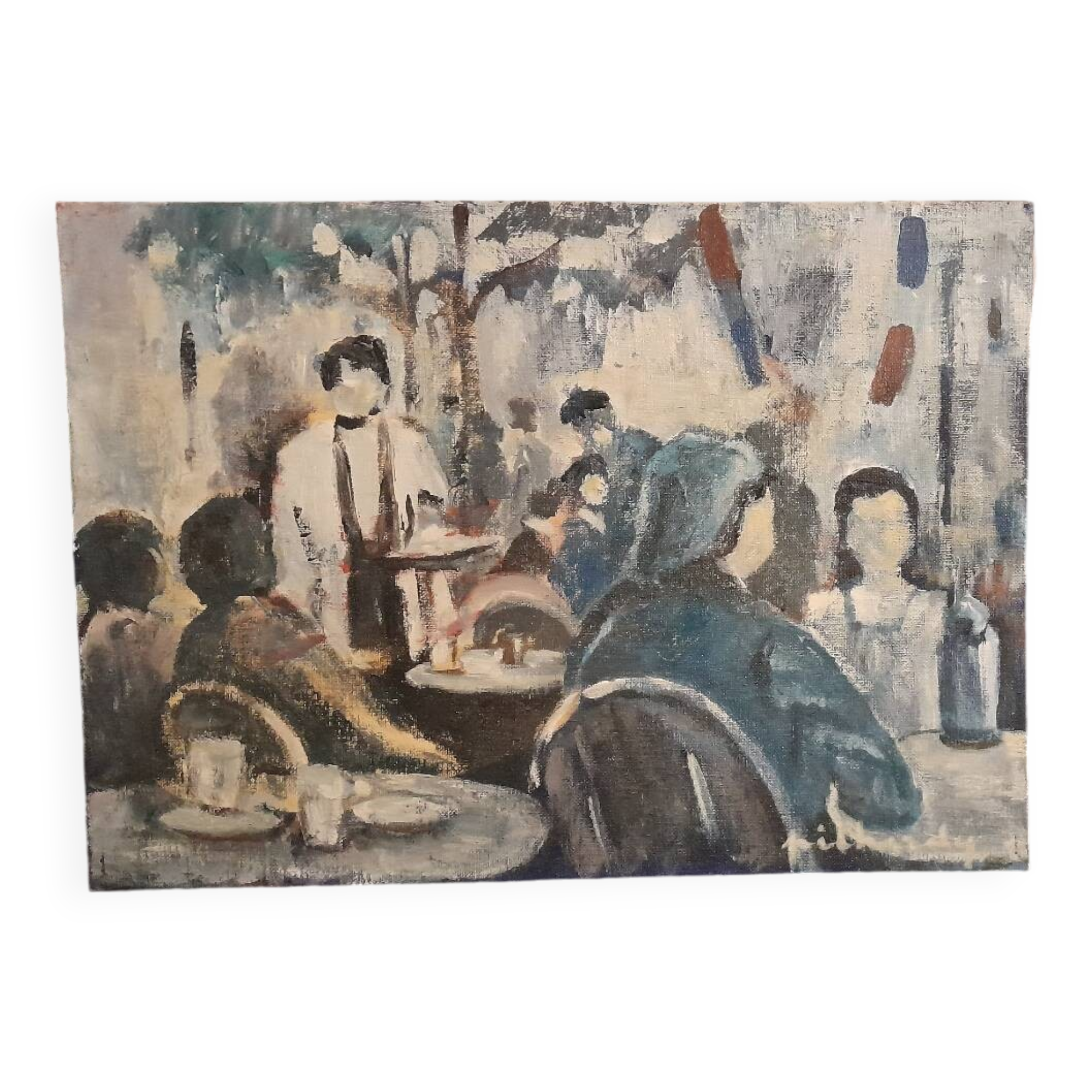 Oil painting with figures