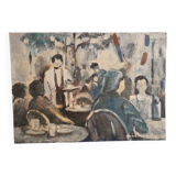 Oil painting with figures