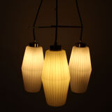 1950s Italian triangle lamp in brass and opalglass