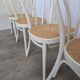 Set of 4 Vintage Thonet Style Dining Chairs: White Wood & Cane Seat