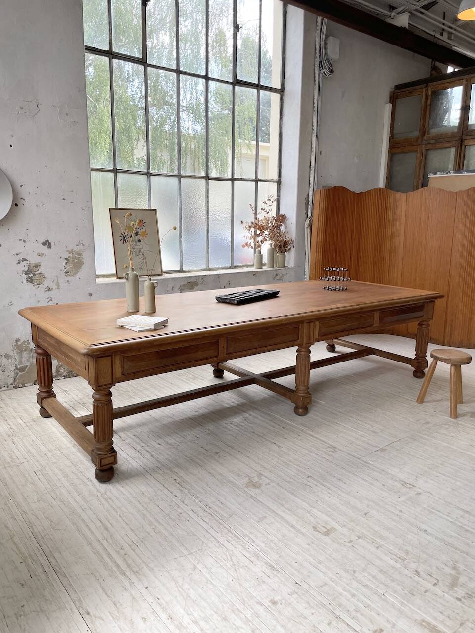 Solid walnut farmhouse castle table 1900 XXL
