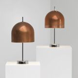 A pair of 1970s table lamps featuring mushroom-shaped shades