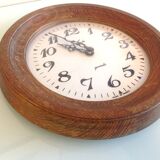 Old round wooden clock, vintage 70