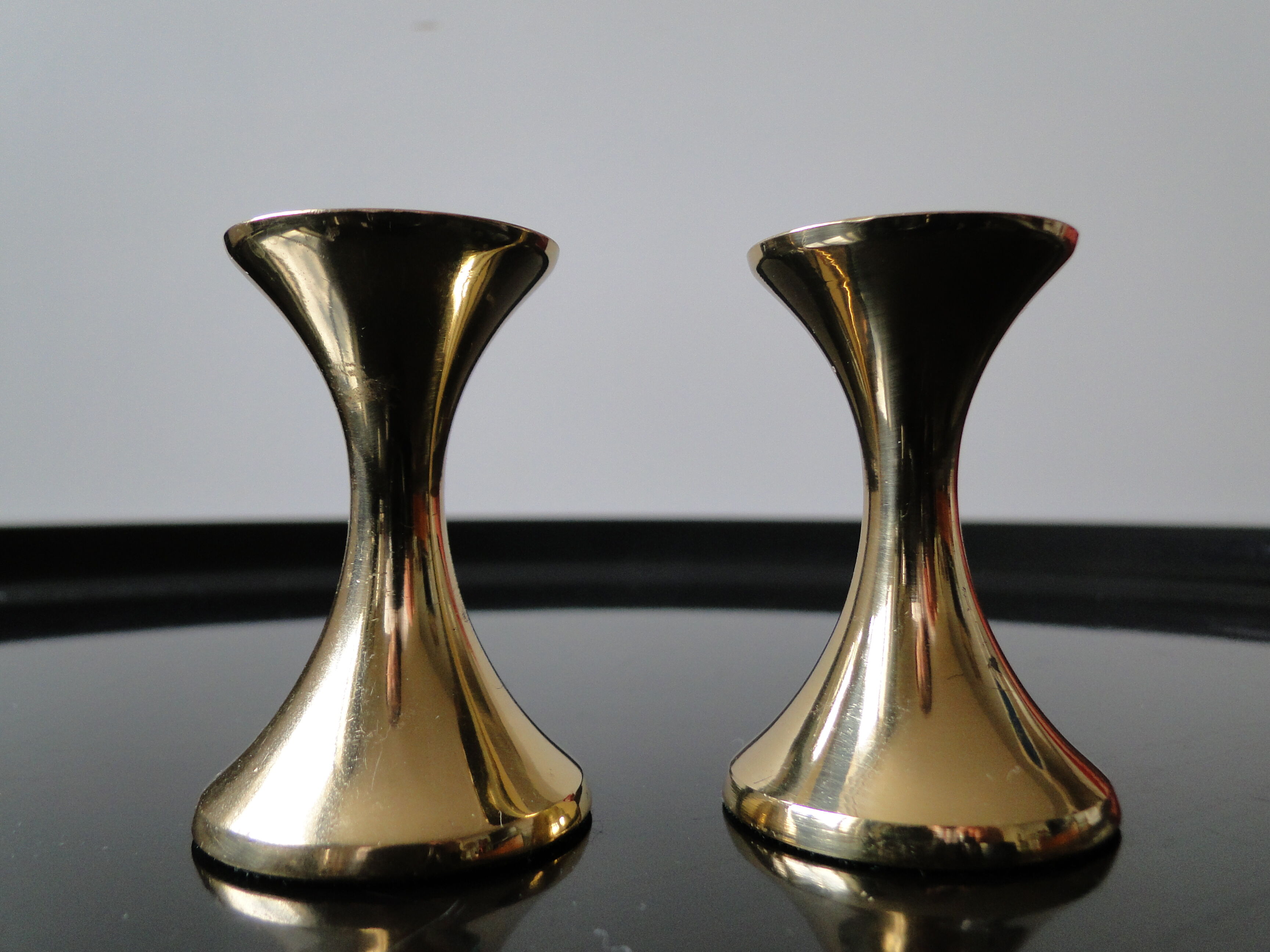 Pair of vintage Scandinavian brass candlesticks