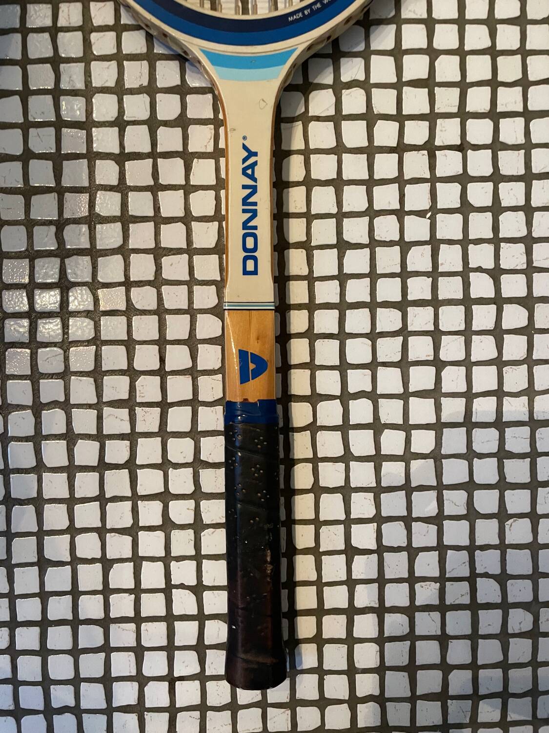 Vintage Zephir wooden tennis racket with metal protection