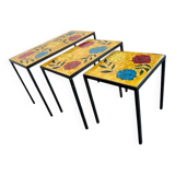 Set of 3 vintage nesting tables and checkered tables