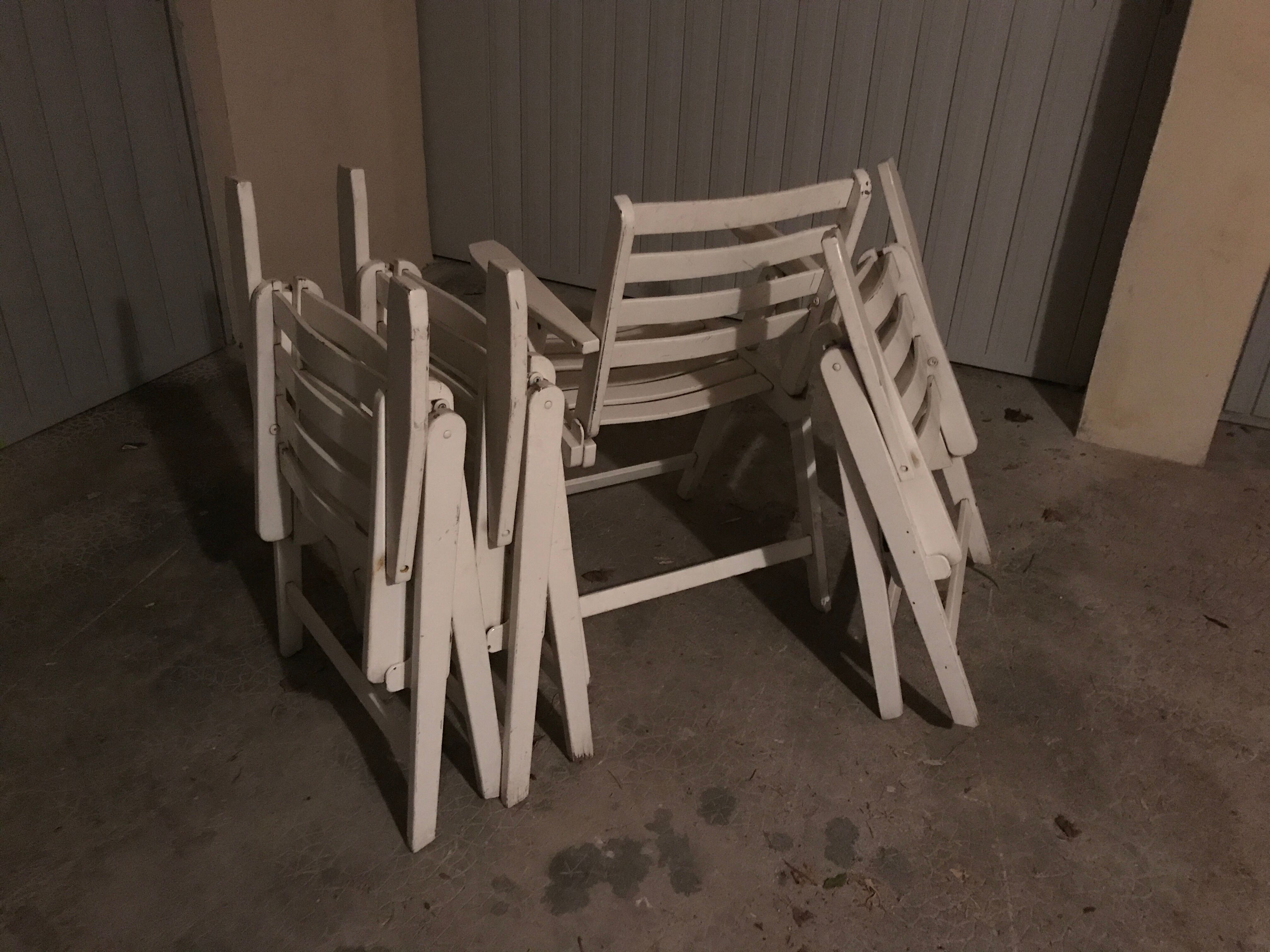 Garden white wood armchairs