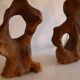 Brutalist pair of wooden lamps from the 1960s.