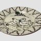 Old terracotta plate decorated with chickens, Portugal, 20th century.