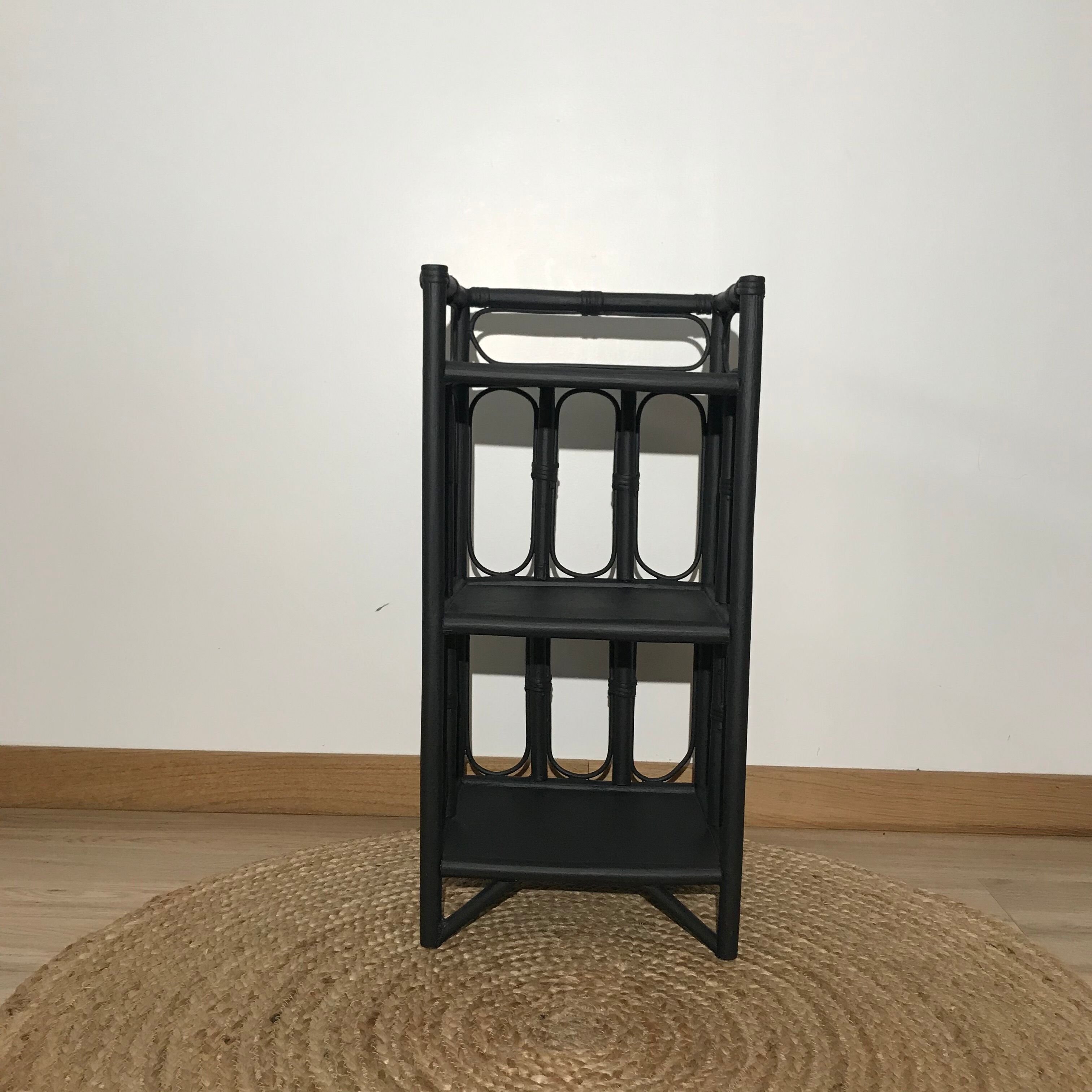 Rattan shelf, sofa end, vintage bedside table