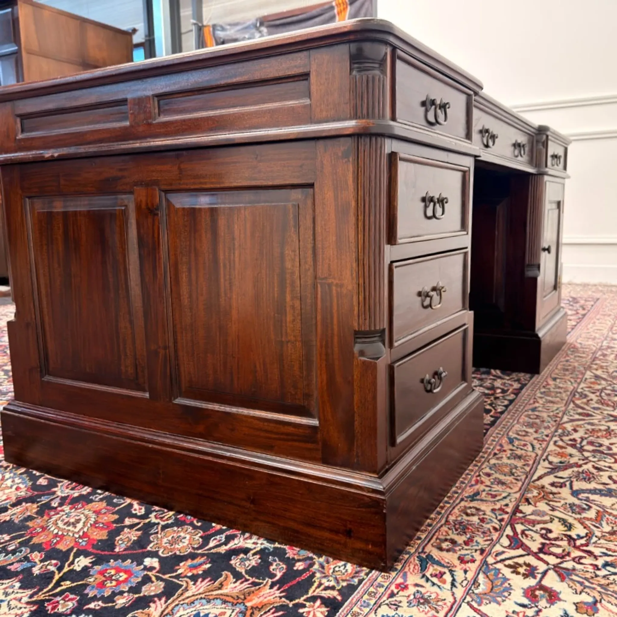 Classic English Partnerdesk Desk in Red Leather