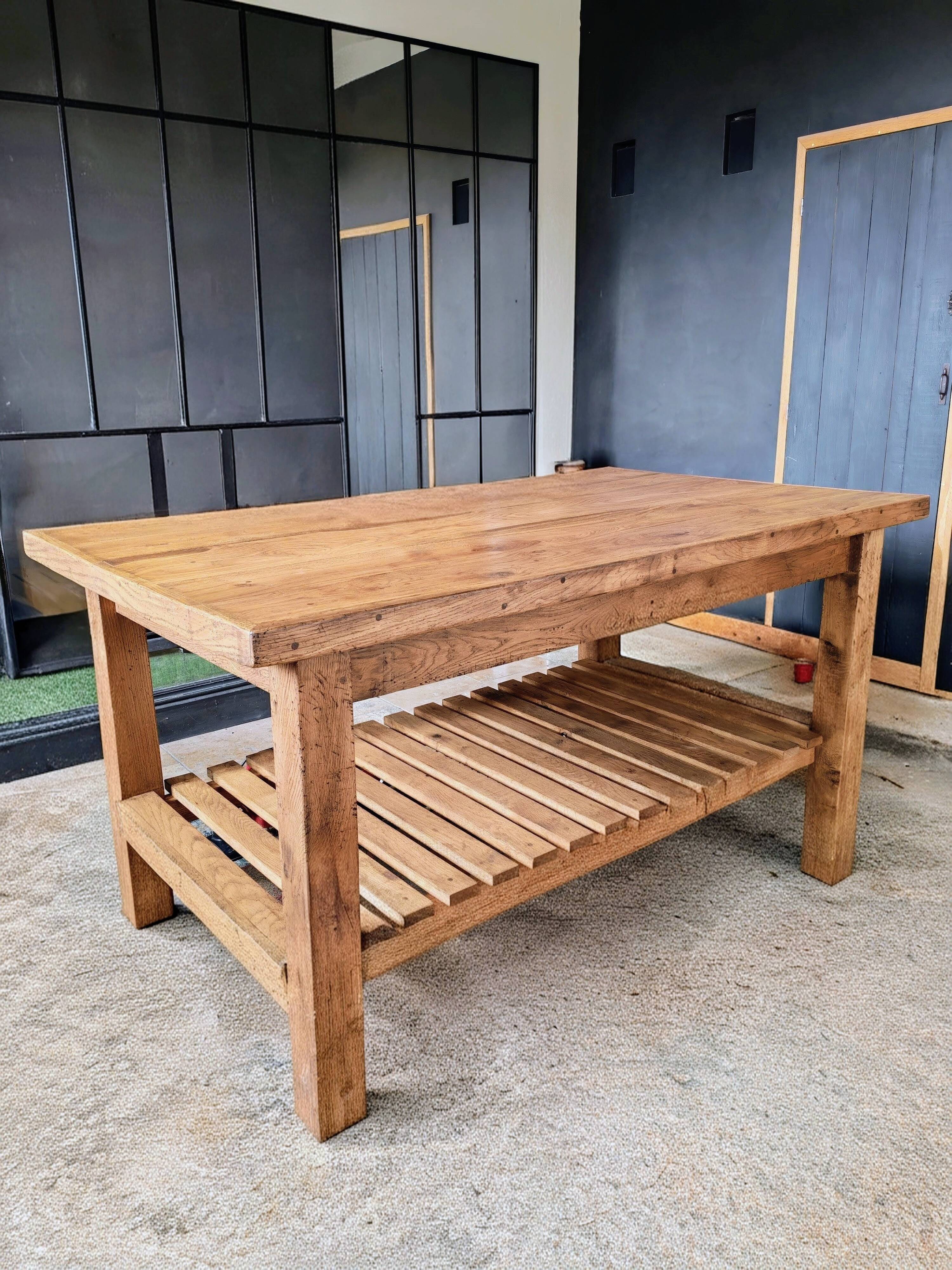XXL solid oak kitchen island/worktop 180 x 105