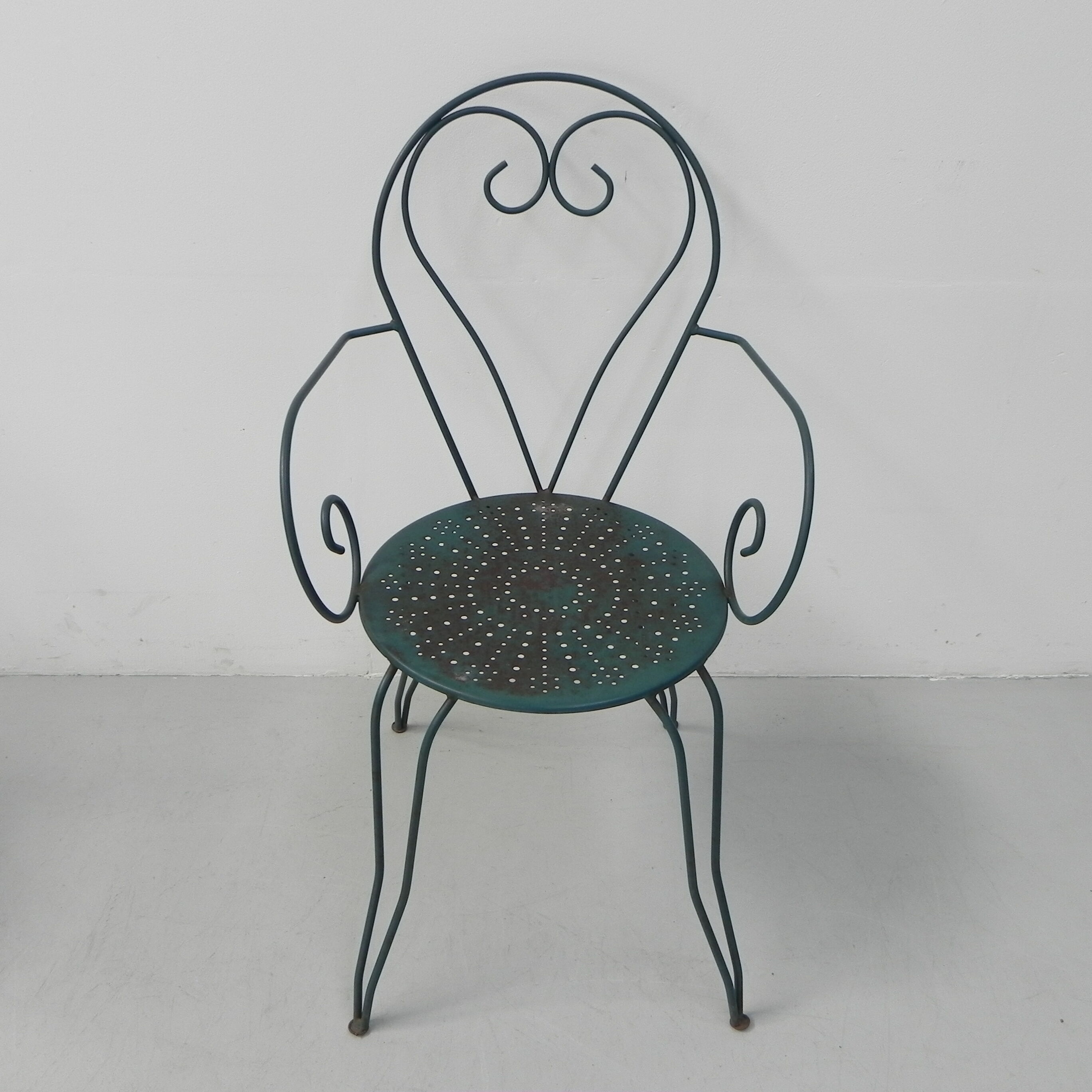 Ensemble de 4 chaises de jardin vintage en acier
