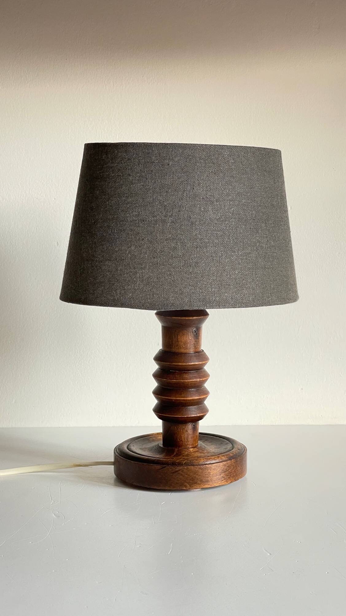 Vintage Charles Dudouyt Style Wooden Lamp