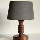 Vintage Charles Dudouyt Style Wooden Lamp