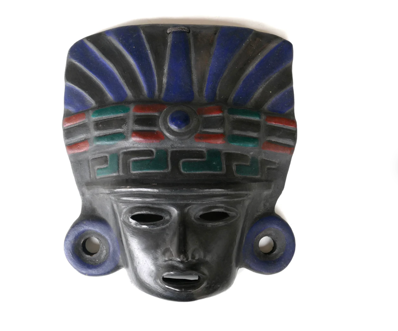 Black Mayan mask in terracotta, 70s