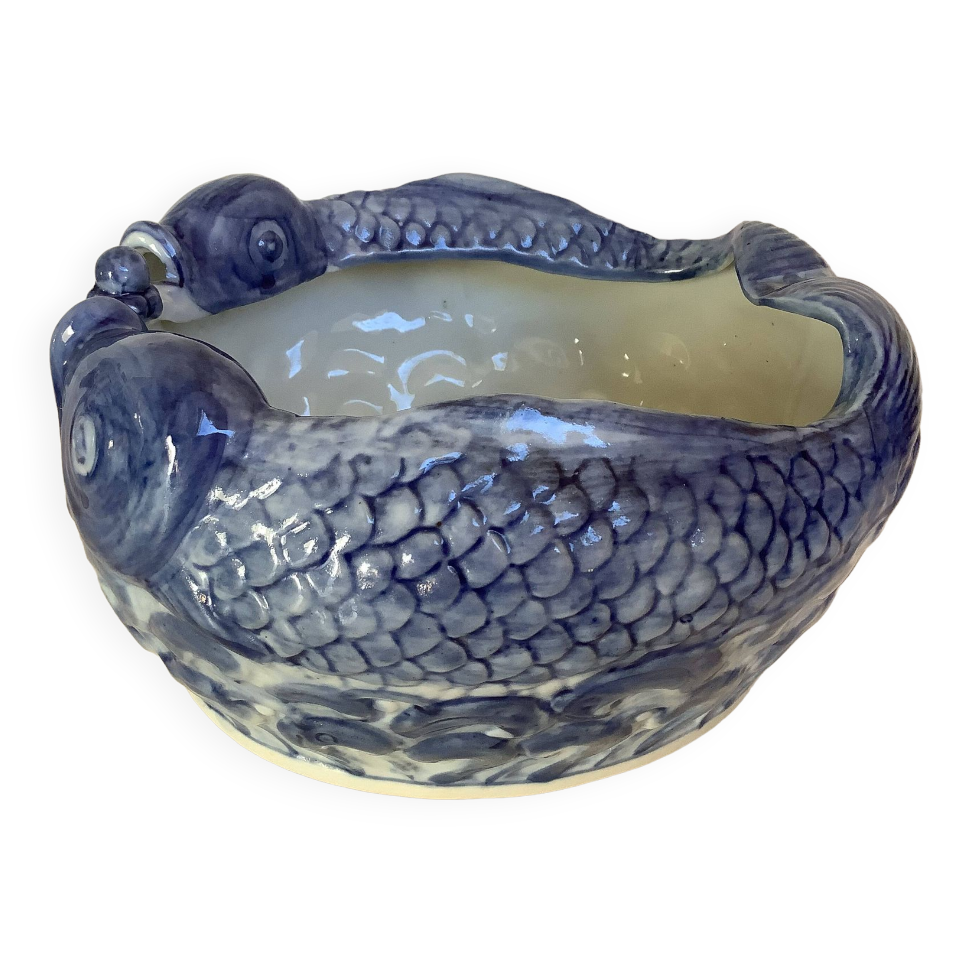 Chinese blue and white fish planter