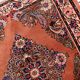 Vintage Sarouk wool rug, rose field & diamond medallion, c. 1950s