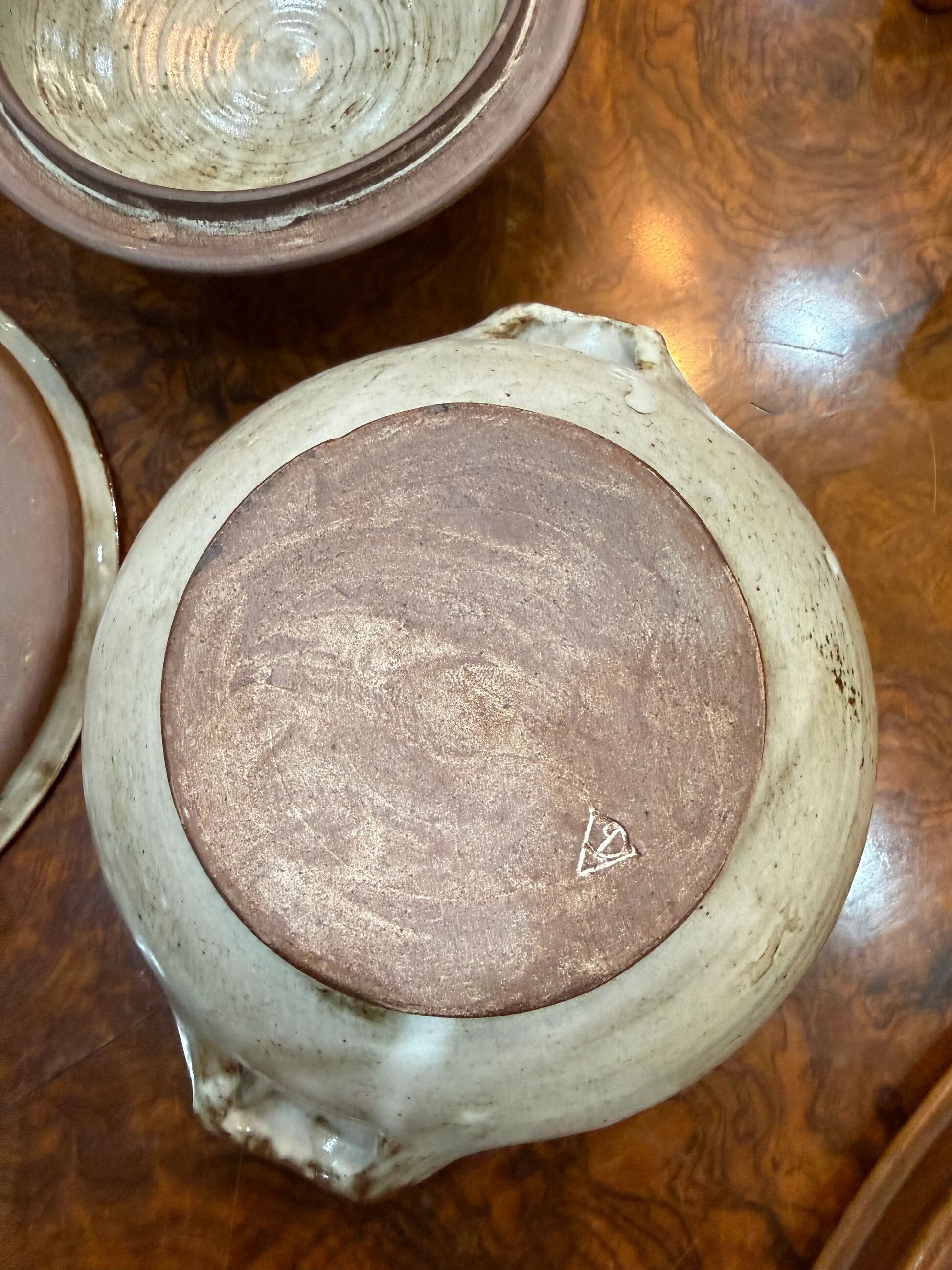 Glazed stoneware soup tureen with lid and plate – French workshop – 20th century