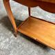 Coffee table, side table in light wood with saber legs.
