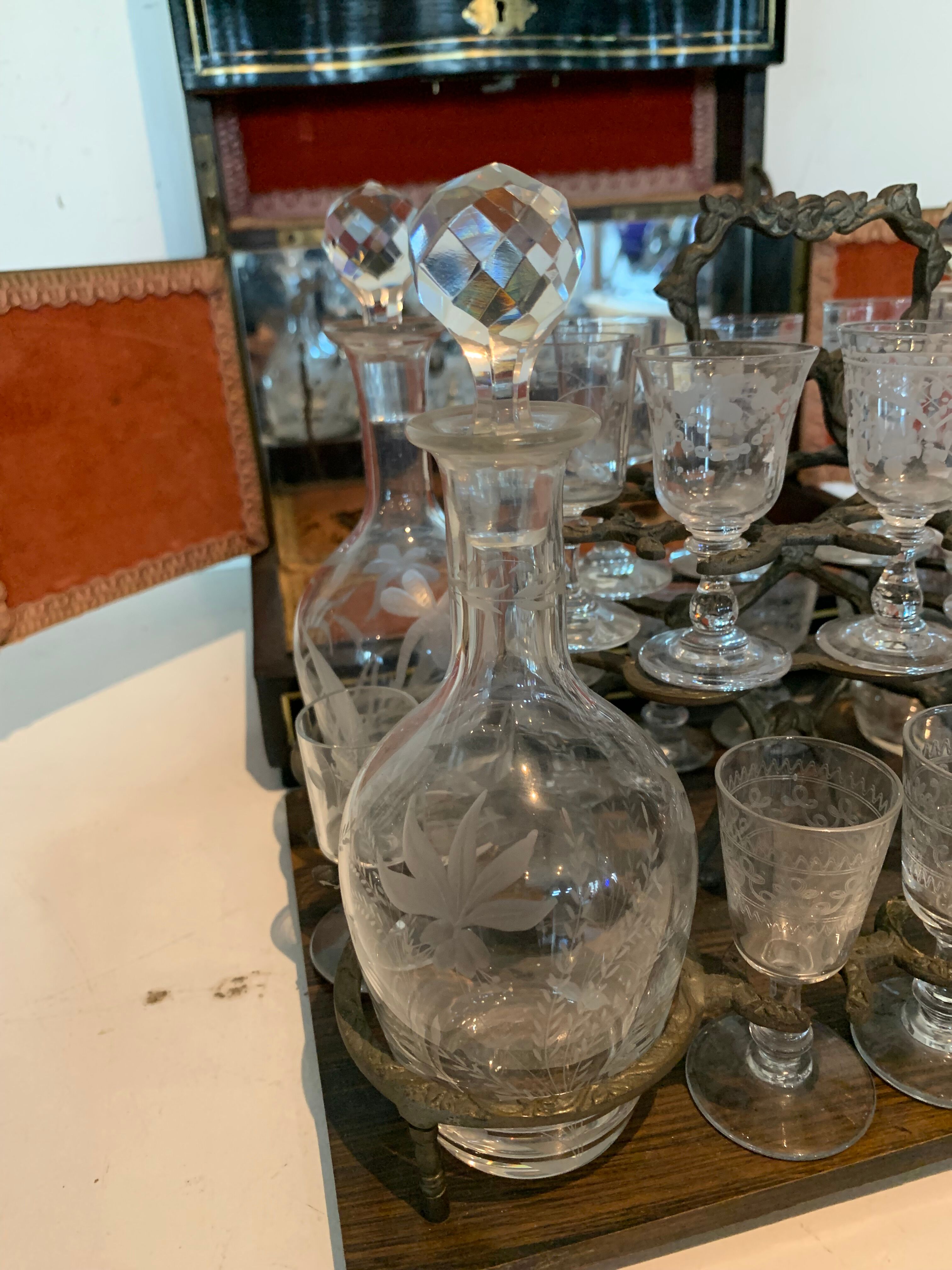 Cellar A Liqueur Complete Boulle Box Napoleon III Box Marquetry XIX Century