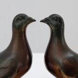 Paire de serre-livres Art Déco en marbre et bronze « Colombe », France, années 1930
