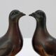 Pair of Art Deco marble and bronze “Dove” bookends, France 1930s