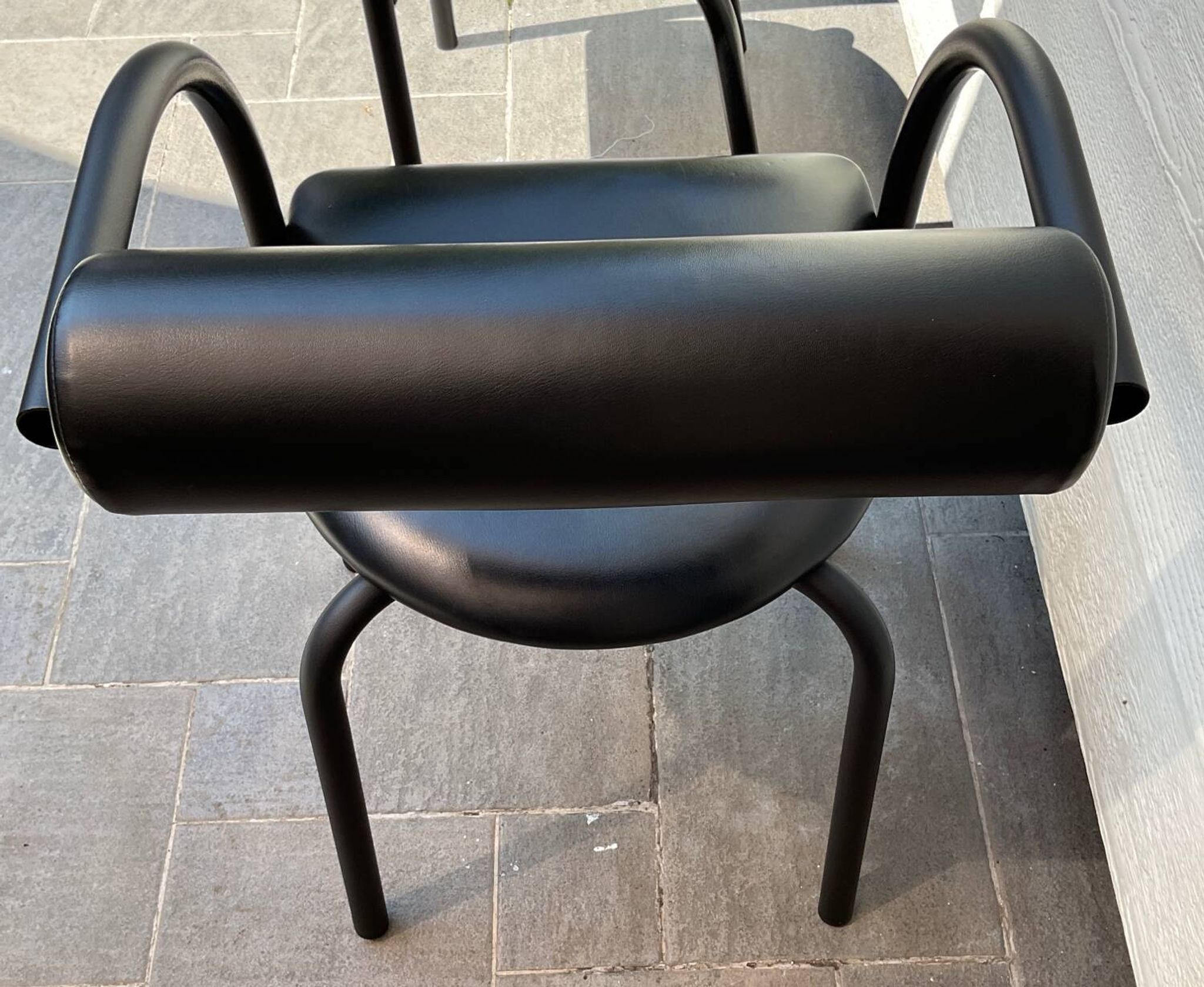 Danish design armchair from the 80s, metal and imitation leather