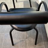 Danish design armchair from the 80s, metal and imitation leather