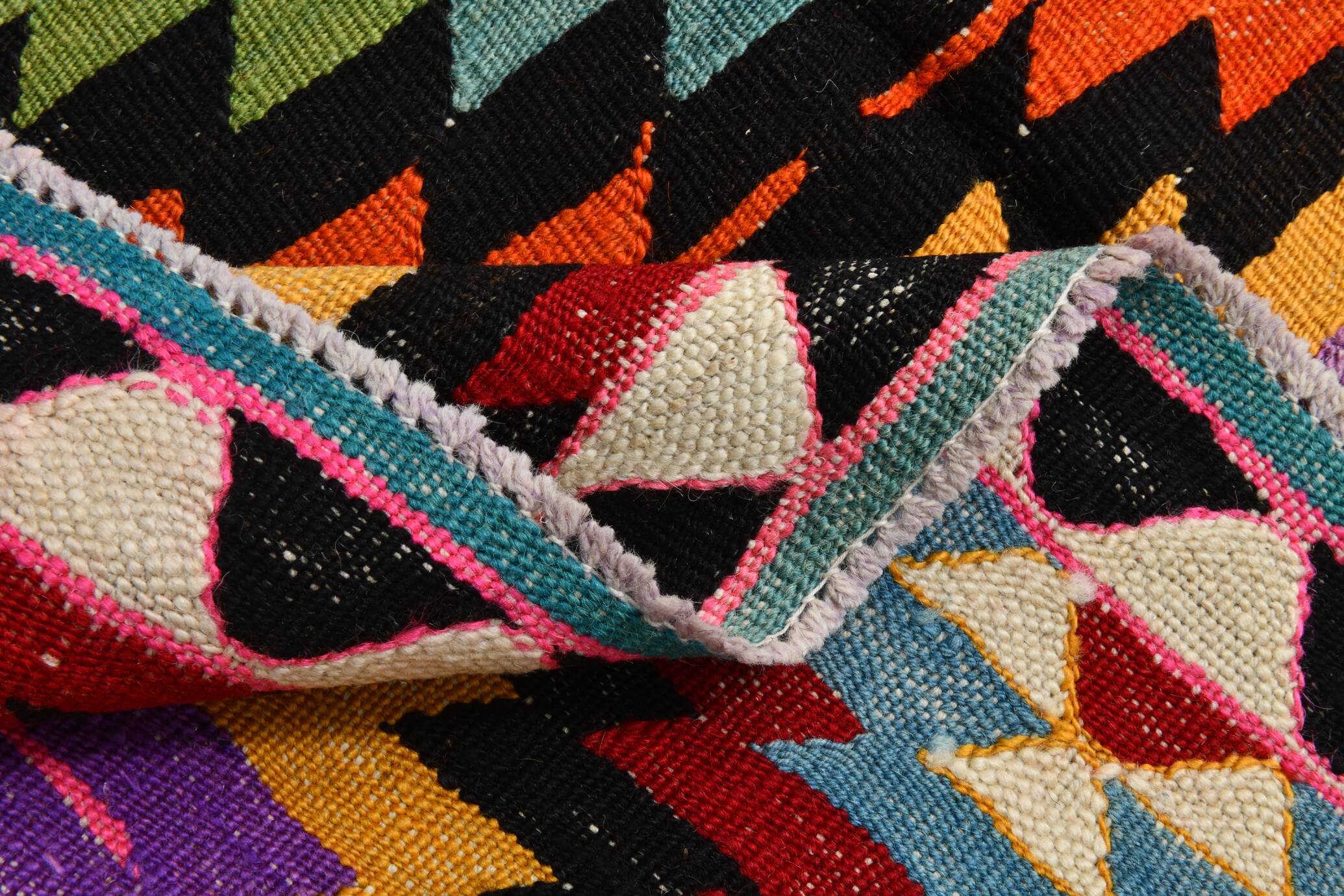 Geometric Multicolor Turkish Kilim Rug, 158x297Cm