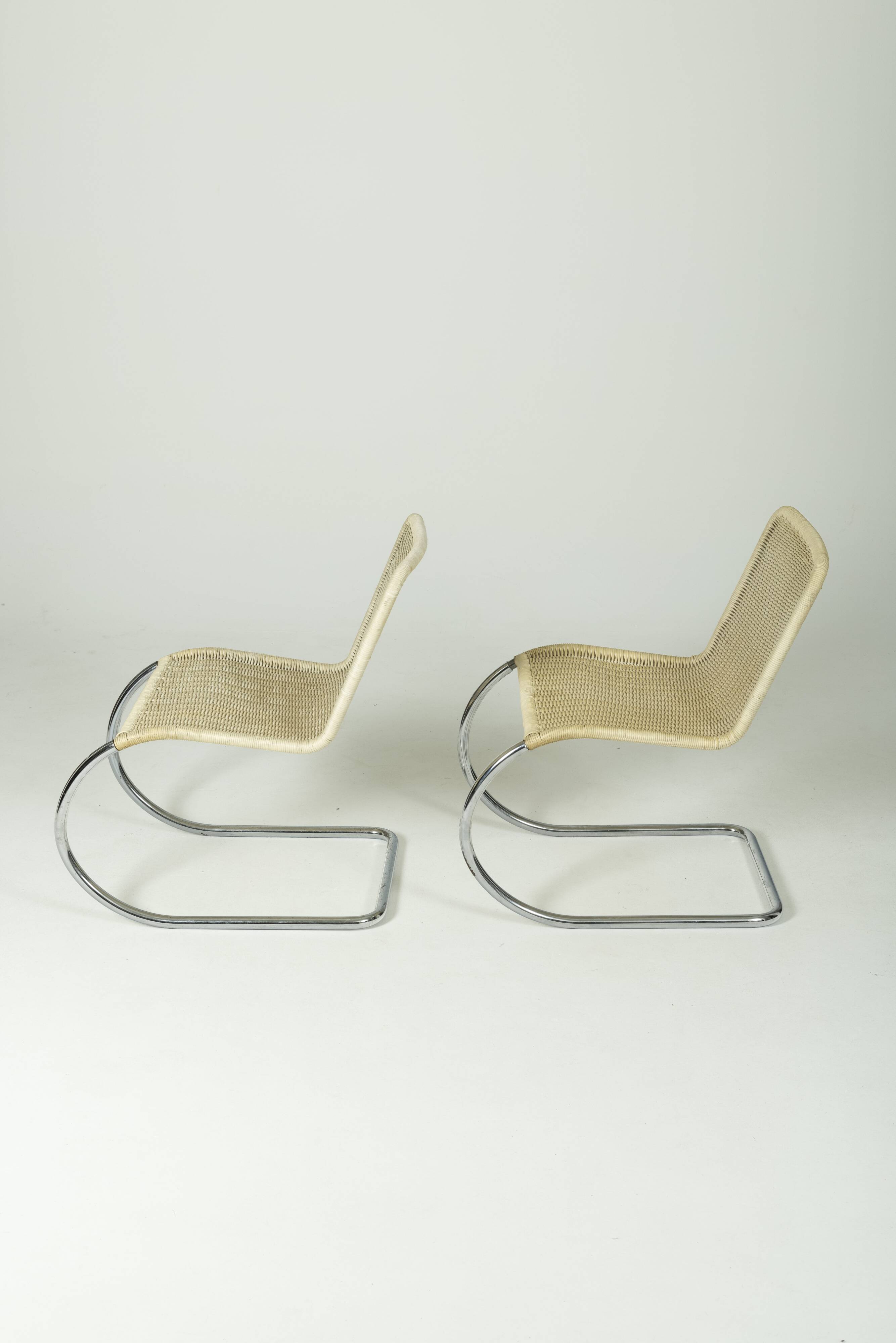Bauhaus "MR10" chairs by Ludwig Mies van der Rohe, Tecta edition circa 1990