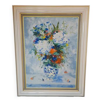 Still Life with Bouquet of Spring Flowers by Corbelli oil on canvas 61X46cm
