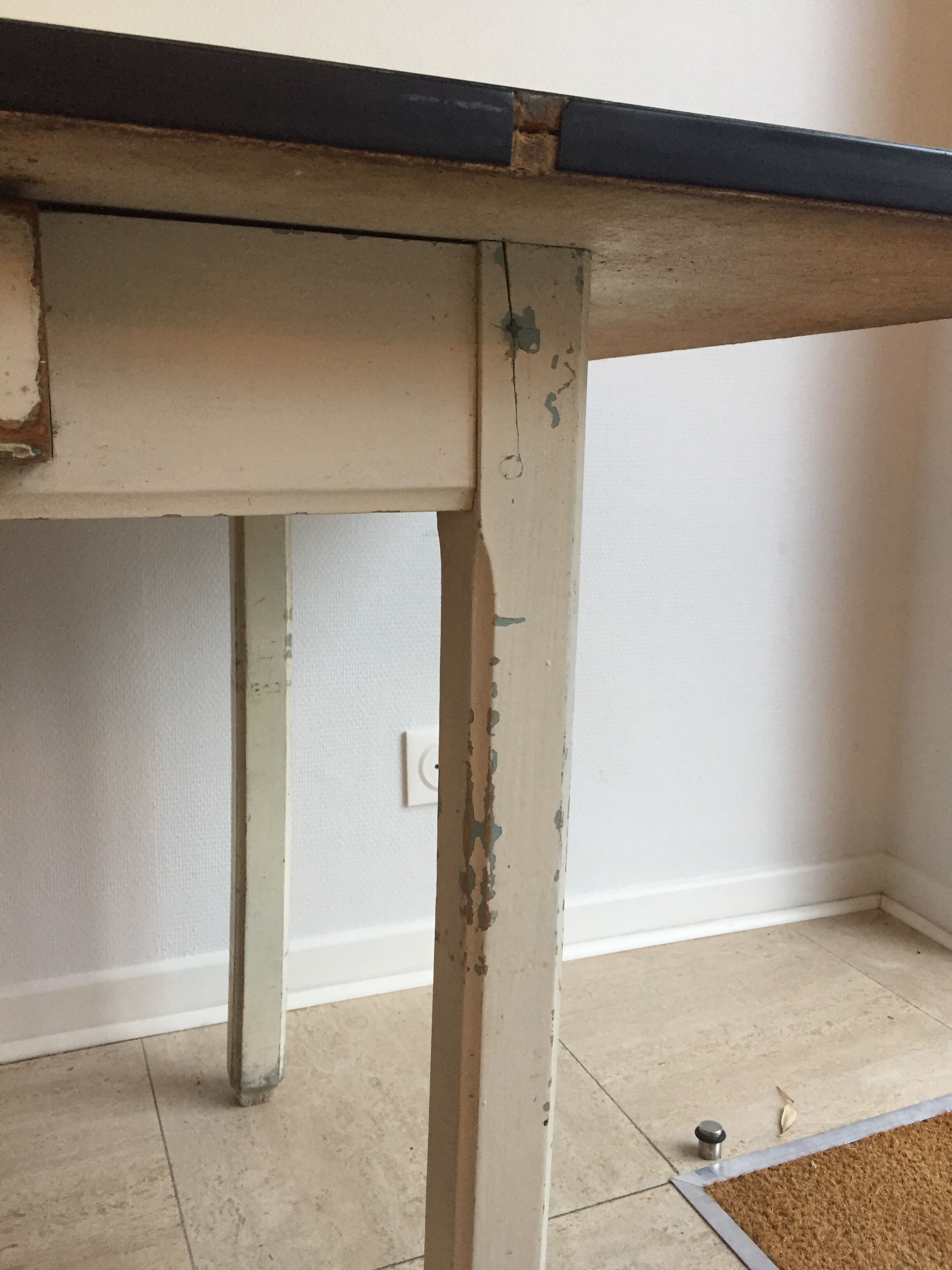 Yellow Formica kitchen table, 1960