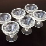 6 Standing ice cream cups Transparent gadrooned glass
