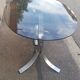 Table ovale vintage chrome et verre fumé
