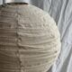 Small round pink rattan and natural linen Japanese-style pendant light D30
