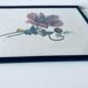 Ancient lithograph framed flower and snail