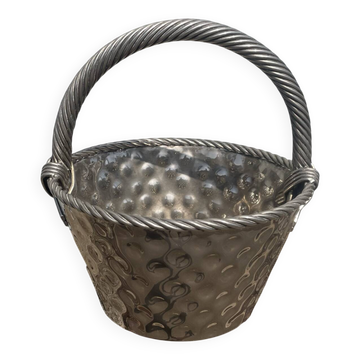 Vintage French Silver Plated Dimpled Basket