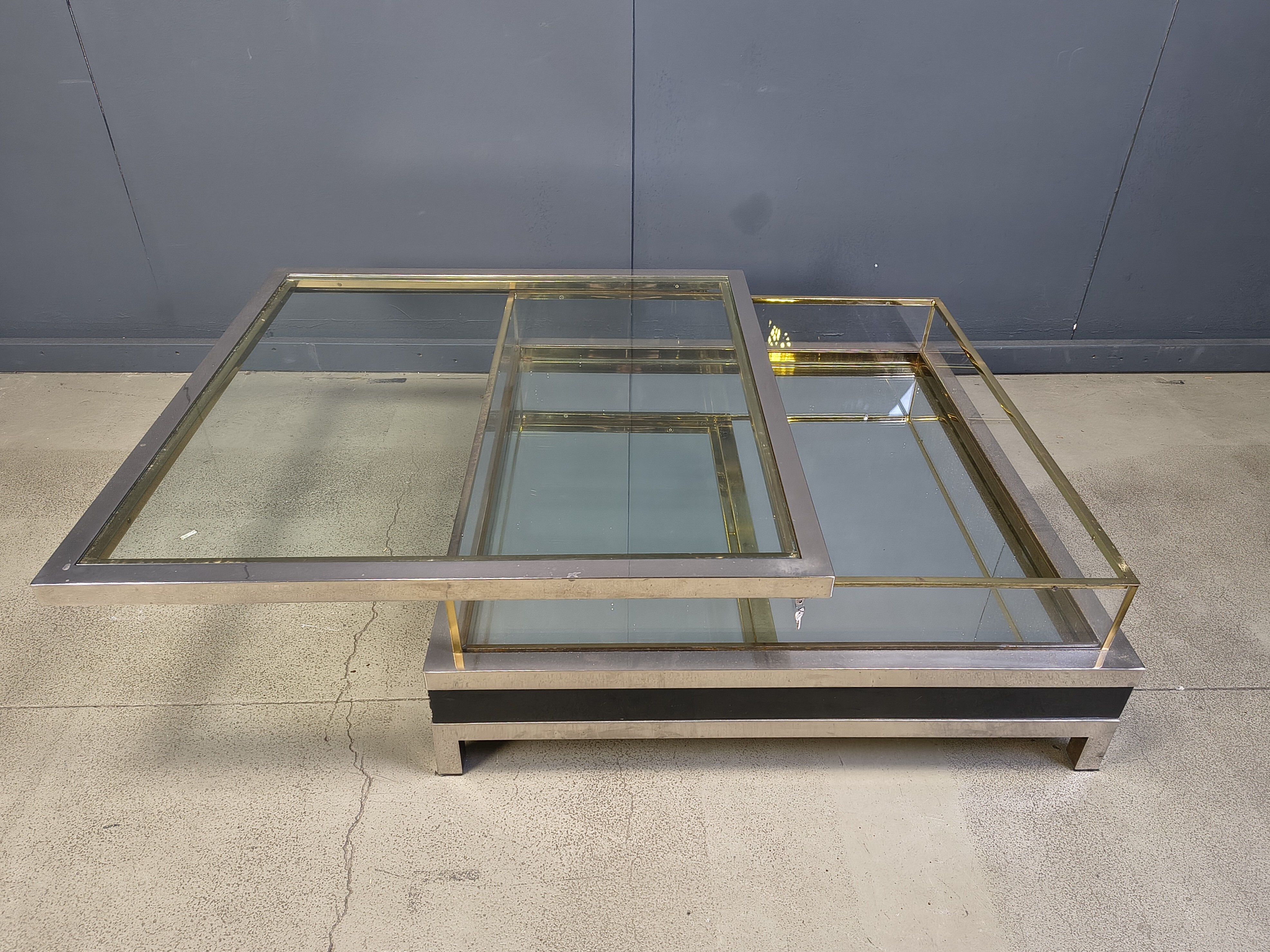 Vintage sliding top coffee table, 1970s