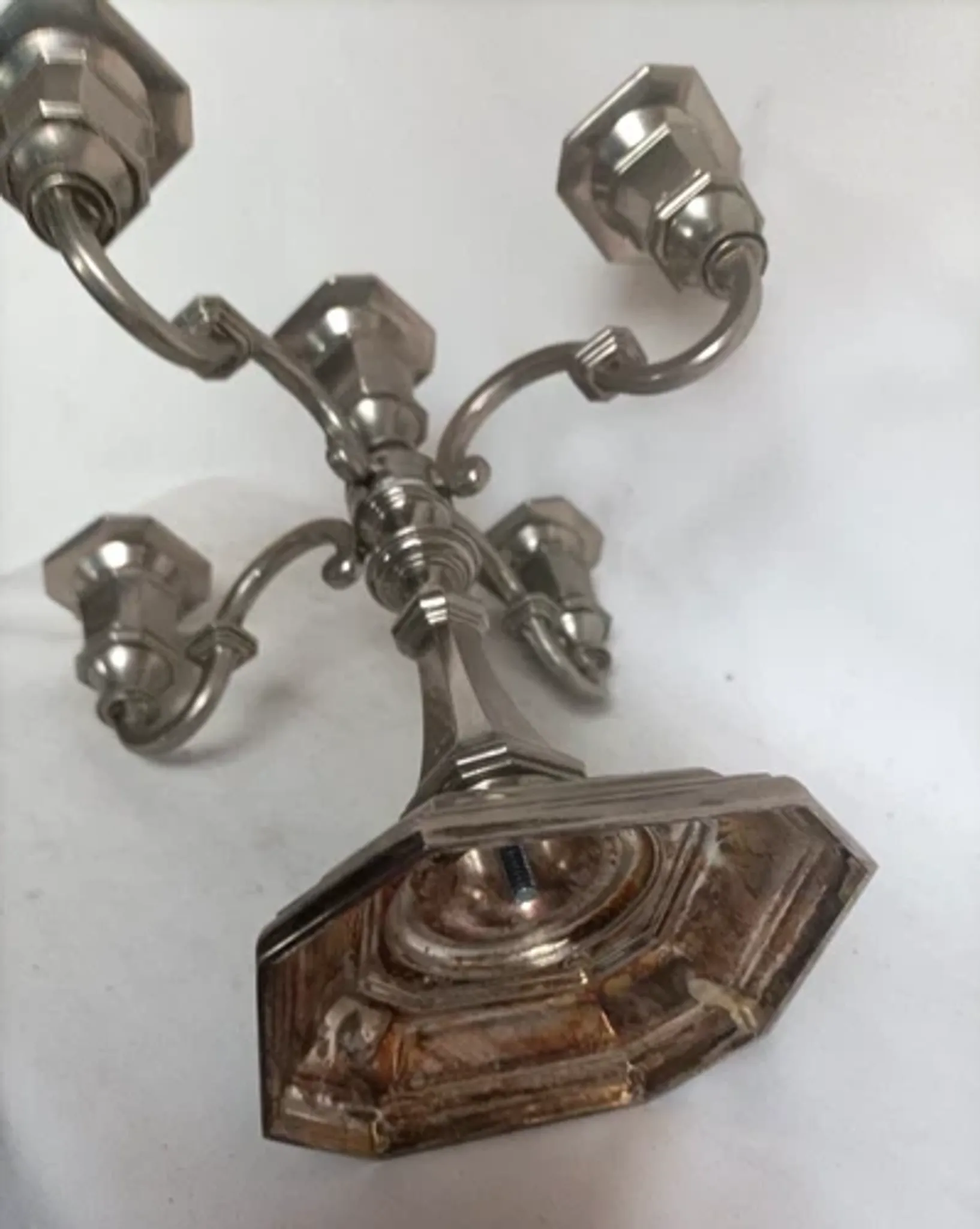 Silver-plated candle holder with 5 lights - late 20th century vintage