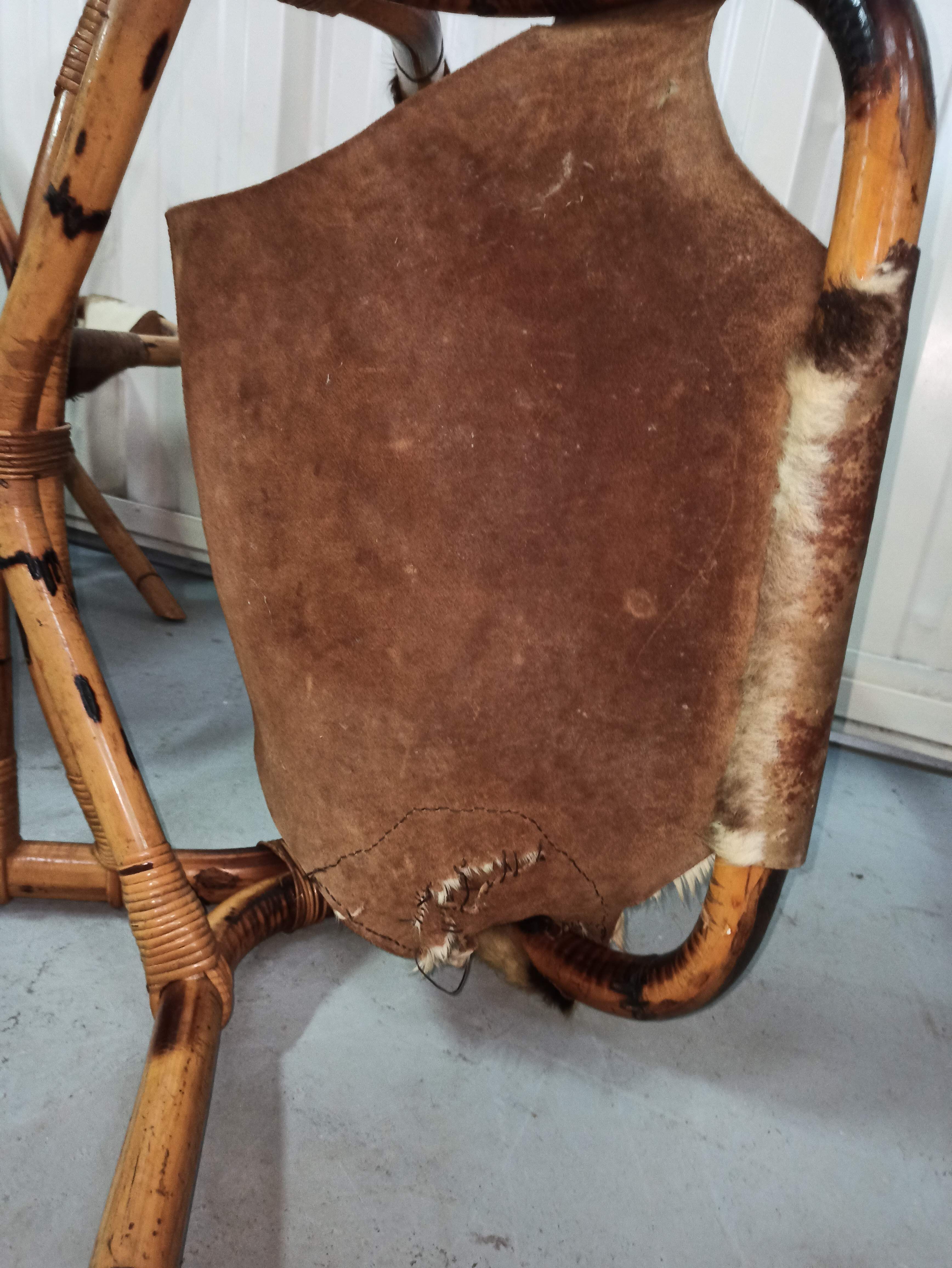 Pair of armchairs bamboo leather skin rohé noordwolde