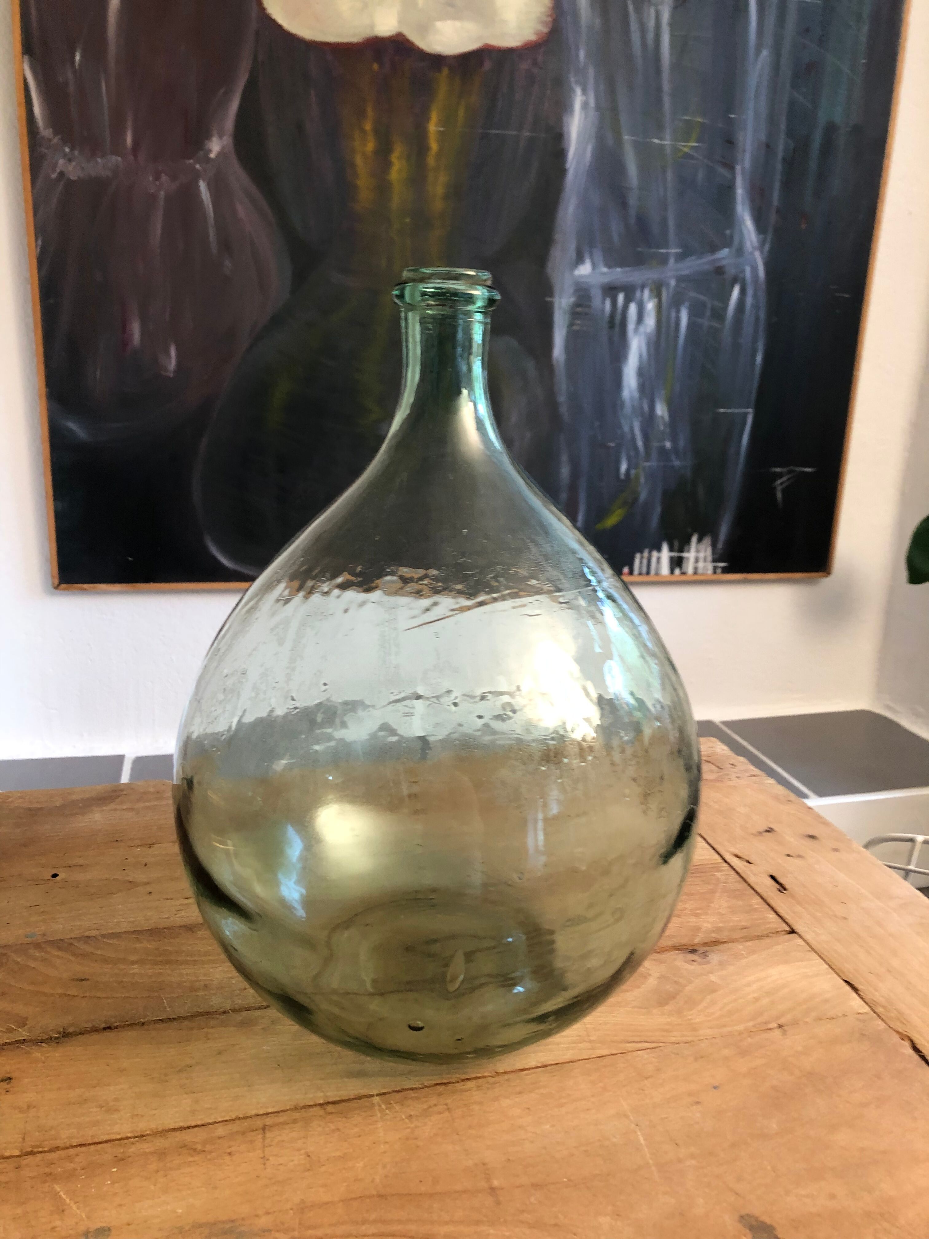Demijohn old glass bubbled 10l