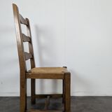 Set of 6 rustic oak straw chairs
