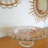 Vintage glass cake display pattern hearts