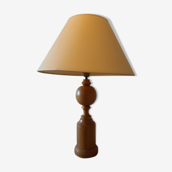 Turned wooden lamp (beech) with lampshade