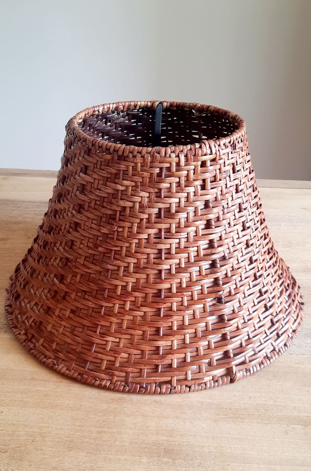 Vintage wicker lamp hat