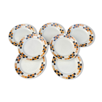 Set of 7 dessert plates-Faience de Badonviller-60s