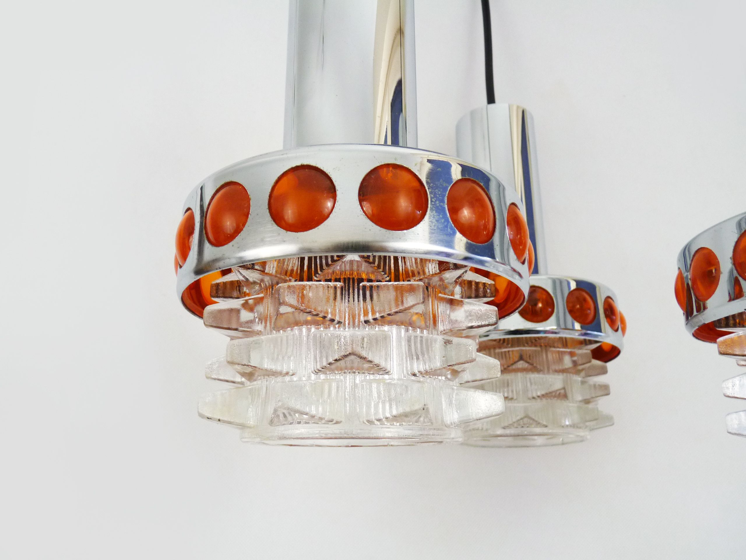 Suspension waterfall vintage Raak Amsterdam Holland chrome polished glass chiseled. Year 70