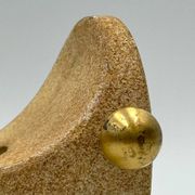 Brutalist Italian Light in Stone and Brass – 1970s Table Lamp