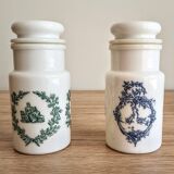 Set of 2 Victorian style opaline apothecary pharmacy jars